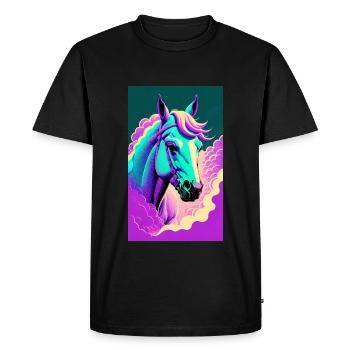 Horse | Horse Riding | Animal | Mount | Colorful - Men's Premium Organic T-Shirt - black - Front - Nico (187cm)
