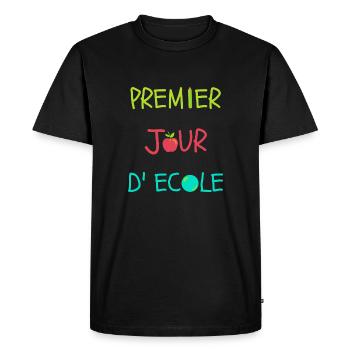 T-shirt premier jour d'école spécial rentrée - T-shirt Premium bio Homme - noir - Devant - Nico (187cm)