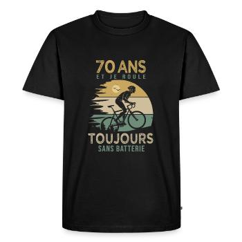 70 ans cadeau vélo 70 anniversaire velo - T-shirt Premium bio Homme - noir - Devant - Nico (187cm)