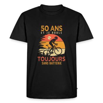 50 ans cadeau vélo 50 anniversaire velo - T-shirt Premium bio Homme - noir - Devant - Nico (187cm)