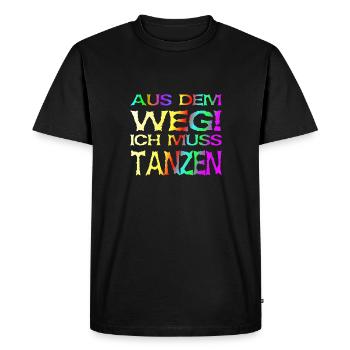 Hors de la route, je dois danser! Paroles, fête - T-shirt Premium bio Homme - noir - Devant - Nico (187cm)