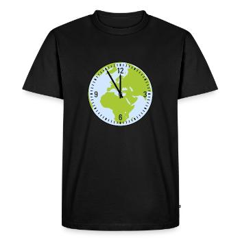 Montre avec terre - 5 avant 12 heures - T-shirt Premium bio Homme - noir - Devant - Nico (187cm)