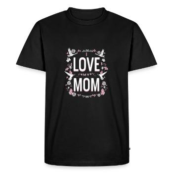 Design mignon - J’aime ma mère - T-shirt Premium bio Homme - noir - Devant - Nico (187cm)