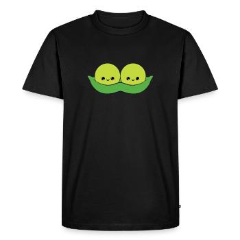 doux petits pois souriants, cute smiling peas - T-shirt Premium bio Homme - noir - Devant - Nico (187cm)