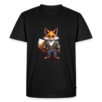 Renard roux cyber-punk post-apocalyptique - T-shirt Premium bio Homme - noir - Devant - Nico (187cm)