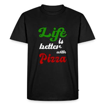 Pizza Margherita Italie Fan de pizzeria italienne - T-shirt Premium bio Homme - noir - Devant - Nico (187cm)