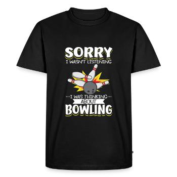 Bowling dans la tête – humour de la soirée bowling - T-shirt Premium bio Homme - noir - Devant - Nico (187cm)