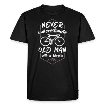 Ne sous-estimez jamais le vieil homme avec un vélo - T-shirt Premium bio Homme - noir - Devant - Nico (187cm)