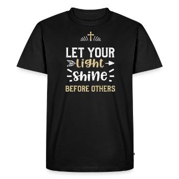 Laissez votre lumière briller devant les autres - T-shirt Premium bio Homme - noir - Devant - Nico (187cm)