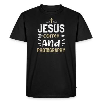 Jesus Coffee And Photography - Men's Premium Organic T-Shirt - black - Front - Nico (187cm)