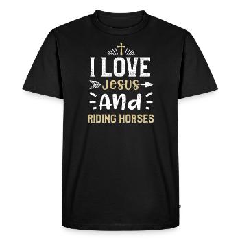 J’aime Jésus et monter à cheval - T-shirt Premium bio Homme - noir - Devant - Nico (187cm)