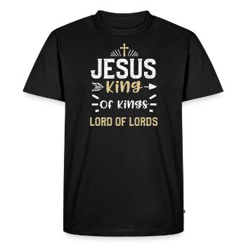 Jésus Roi Des Rois Seigneur Des Seigneurs - T-shirt Premium bio Homme - noir - Devant - Nico (187cm)