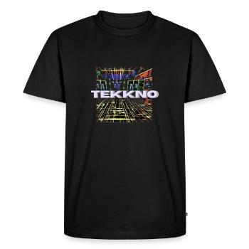 TEKKNO by THE BELGIAN STALLION - Männer Premium Bio T-Shirt - Schwarz - Vorne - Nico (187cm)