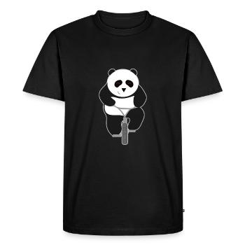 Panda monte un cadeau de vélo - T-shirt Premium bio Homme - noir - Devant - Nico (187cm)