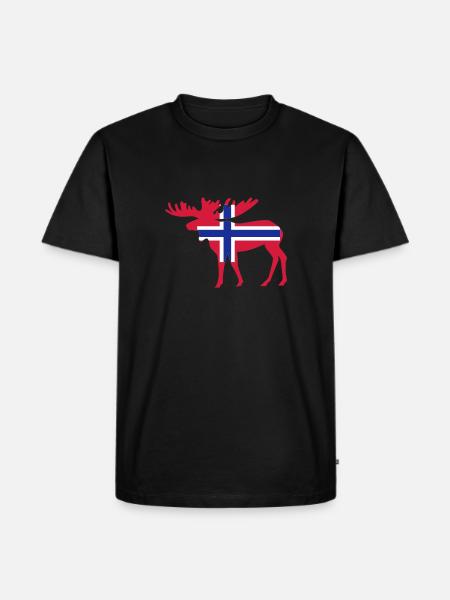 Norwegen - Elch - Männer Premium Bio T-Shirt - Schwarz