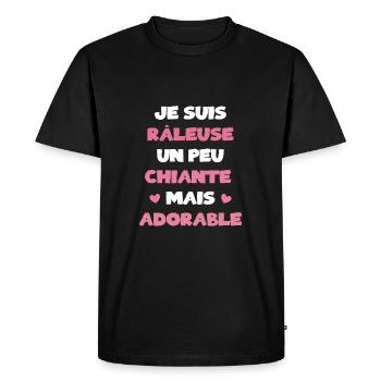 Je Suis Râleuse Un Peu Chiante Mais Adorable - T-shirt Premium bio Homme - noir - Devant - Nico (187cm)