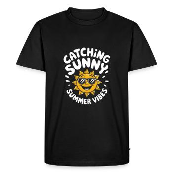 Moments d’été ensoleillés Vibrations Soleil d’été - T-shirt Premium bio Homme - noir - Devant - Nico (187cm)