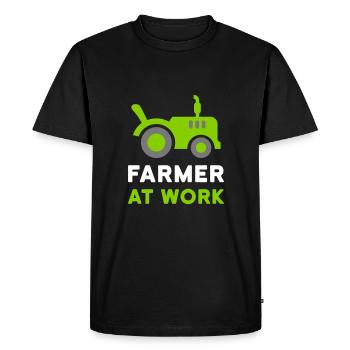 Agriculteur au travail (tracteur ouvert) - T-shirt Premium bio Homme - noir - Devant - Nico (187cm)