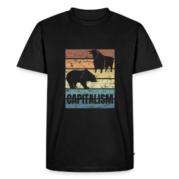 Capitalisme Bourse Marché boursier Actions baissières - T-shirt Premium bio Homme - noir - Devant - Nico (187cm)