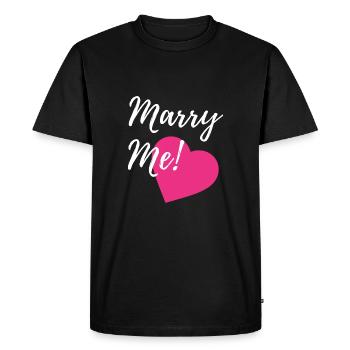 Marry me ! Proposal idea : Proposition de mariage - T-shirt Premium bio Homme - noir - Devant - Nico (187cm)