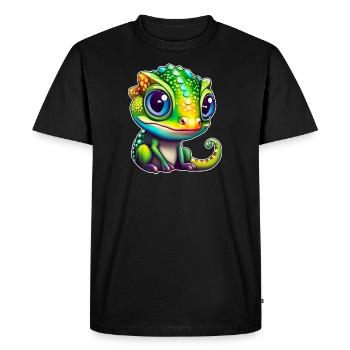 Cute little chameleon - Men's Premium Organic T-Shirt - black - Front - Nico (187cm)
