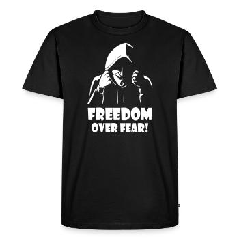 Freedom Over Fear Anonymous - Men's Premium Organic T-Shirt - black - Front - Nico (187cm)