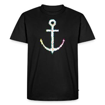 tee shirt ancre marine - T-shirt Premium bio Homme - noir - Devant - Nico (187cm)