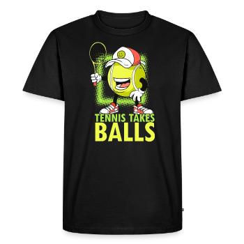 Tennis Takes Balls Funny Tennis Sort - T-shirt Premium bio Homme - noir - Devant - Nico (187cm)