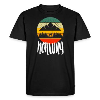 Rétro Norwegian Nature Montagnes Randonnée Norvège - T-shirt Premium bio Homme - noir - Devant - Nico (187cm)