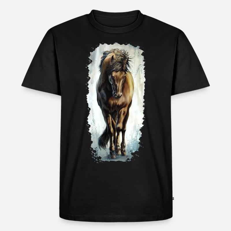 Pferd - Männer Premium Bio T-Shirt - Schwarz