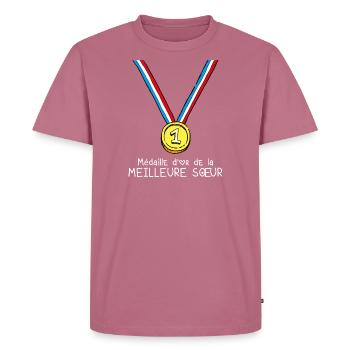 T-shirt Médaille d'or de la meilleure soeur - T-shirt Premium bio Homme - mauve - Devant - Nico (187cm)