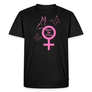 Woman Life Freedom, Butterflies,Iran,Flag - Men's Premium Organic T-Shirt - black - Front - Nico (187cm)