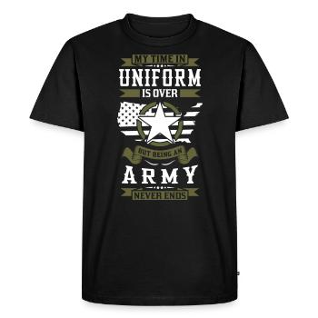 Army Never Ends - Men's Premium Organic T-Shirt - black - Front - Nico (187cm)