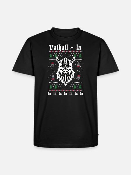 Valhall-la-la-la - Weihnachts Wikinger - Männer Premium Bio T-Shirt - Schwarz