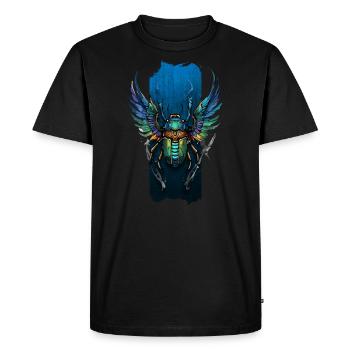 Vol du renouveau : Symphonie de scarabées ailés - T-shirt Premium bio Homme - noir - Devant - Nico (187cm)
