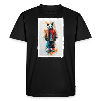 Panda coloré - T-shirt Premium bio Homme - noir - Devant - Nico (187cm)