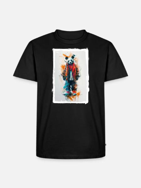 Bunter Panda - Männer Premium Bio T-Shirt - Schwarz