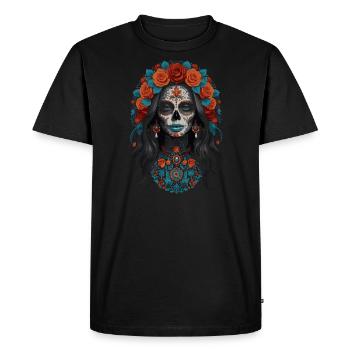 Santa Muerte Crâne Femme - T-shirt Premium bio Homme - noir - Devant - Nico (187cm)