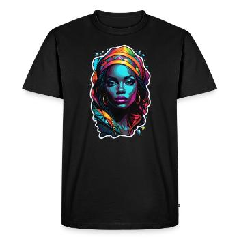 Afro Woman - Beauty - Men's Premium Organic T-Shirt - black - Front - Nico (187cm)