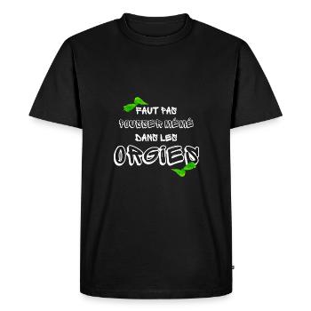 Faut pas pousser - T-shirt Premium bio Homme - noir - Devant - Nico (187cm)