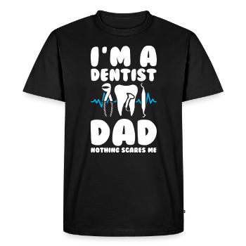 Papa dentiste - T-shirt Premium bio Homme - noir - Devant - Nico (187cm)