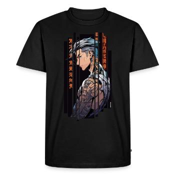 Homme tatoué cyber orange - T-shirt Premium bio Homme - noir - Devant - Nico (187cm)