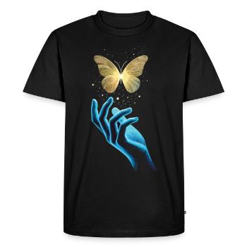 Magic butterfly – symbol of change - Men's Premium Organic T-Shirt - black - Front - Nico (187cm)