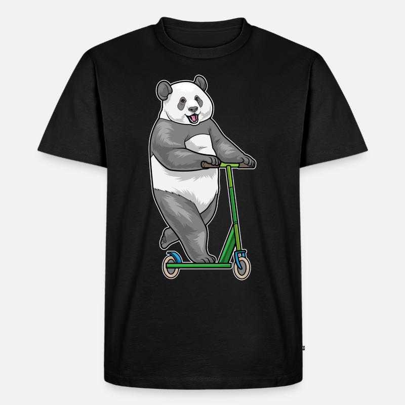 Panda Scooter - Männer Premium Bio T-Shirt - Schwarz