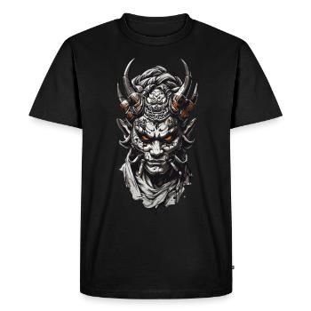Creepy Japanese Oni Ogre Halloween Design - Men's Premium Organic T-Shirt - black - Front - Nico (187cm)