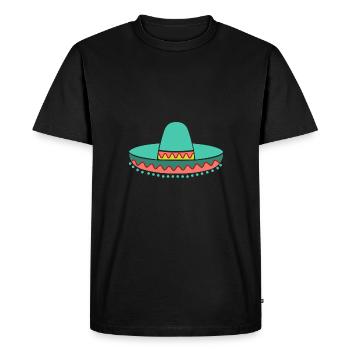 Chapeau de paille Sombrero - T-shirt Premium bio Homme - noir - Devant - Nico (187cm)