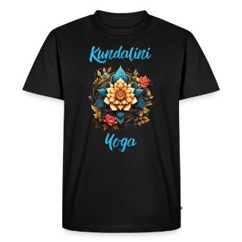 Kundalini Yoga Group Yogini Cours Fleurs Mandala - T-shirt Premium bio Homme - noir - Devant - Nico (187cm)