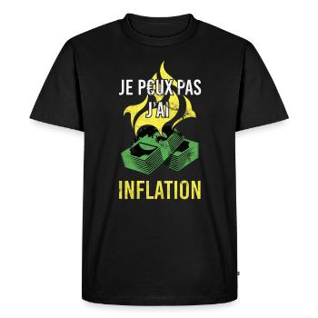 Je Peux Pas J'ai Inflation - Humour Tendance - T-shirt Premium bio Homme - noir - Devant - Nico (187cm)