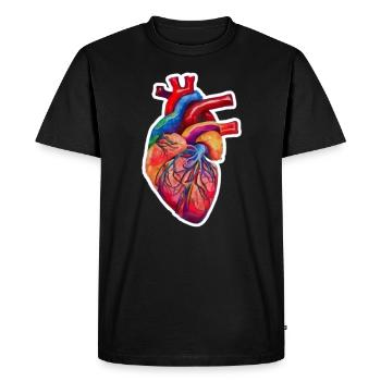 Human Heart Watercolor style - Men's Premium Organic T-Shirt - black - Front - Nico (187cm)