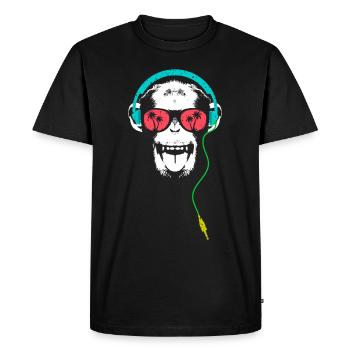Monkey DJ with Headphones and Sunglasses Gift - Men's Premium Organic T-Shirt - black - Front - Nico (187cm)